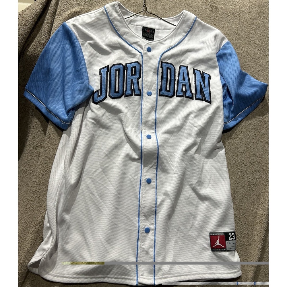 Air Jordan Youth Boys XL 13-15 Baseball Jersey 23 White University Blue Snap